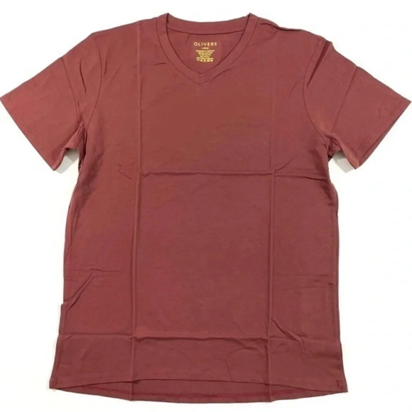 NWOT Olivers Club V Neck Tee Shirt Burnt Red Large - Picture 1 of 5